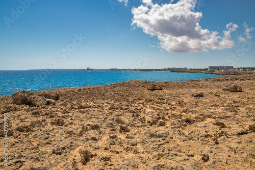 Ayia Napa cityscape with Nissi beach  Cyprus.