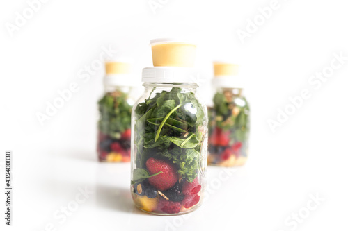 Mango Berry Spinach Salad in a Jar