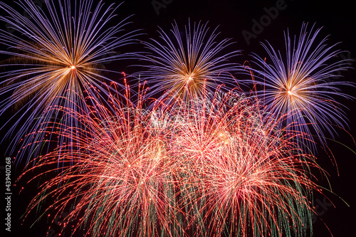 bright holiday fireworks in night sky