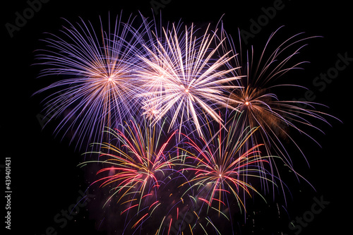 holiday fireworks in night sky