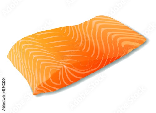Salmon fish fillet realistic vector illustration isolated on white background