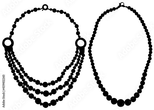 Fototapeta Womens necklace and beads in a set. Vector image.