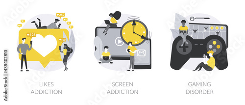 Digital overload abstract concept vector illustrations.