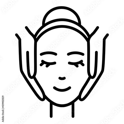 Face massage line icon, vector illustration
