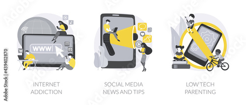 Living online abstract concept vector illustrations.