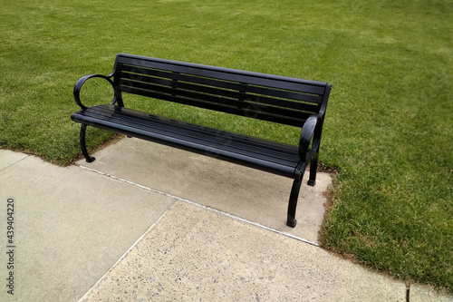 black metal park bench