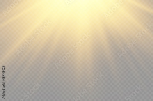 Sunlight with bright explosion, rays of light.