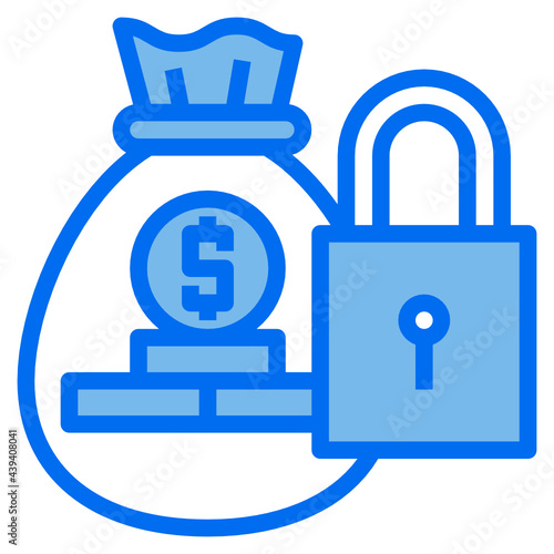 money bag blue line icon