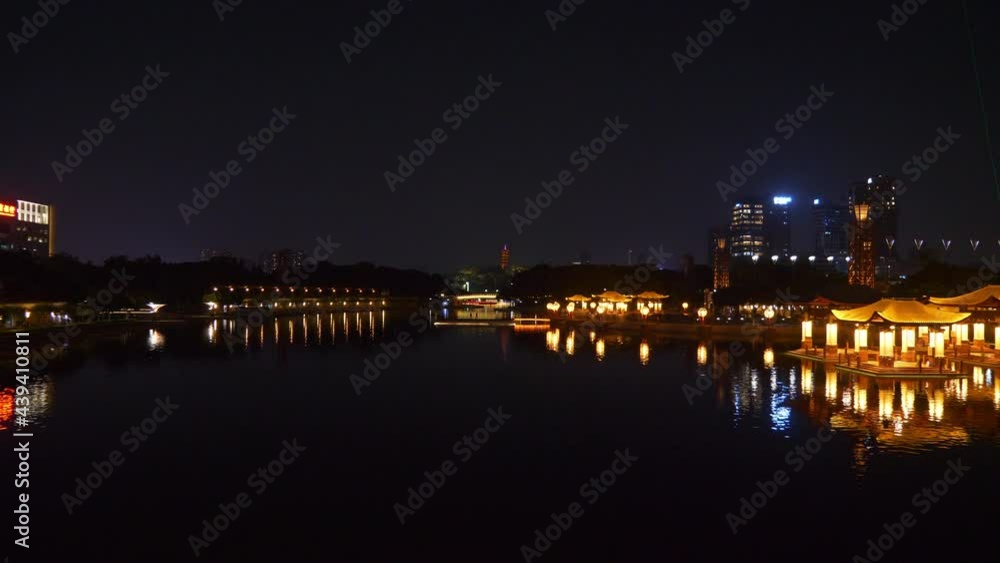 night illuminated foshan city famous downtown park bay panorama 4k china night illuminated foshan city famous downtown park bay panorama 4k china