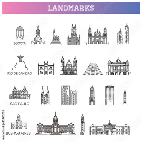 Famous Landmarks in South America. american landmarks and travel destinations for vacations