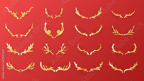 Reindeer horn Vector in Christmas Holiday isolated on red background , illustration Vector EPS10