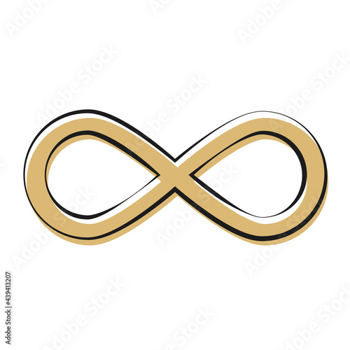 Endless symbol in gold. Isolated vector illustration.
