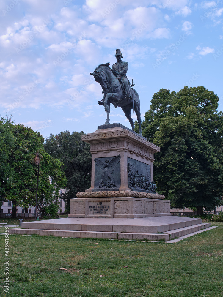 Bronze statue of King Carlo Alberto di Savoia within the Quirinale Gardens in Rome Bronze statue of King Carlo Alberto di Savoia within the Quirinale Gardens in Rome