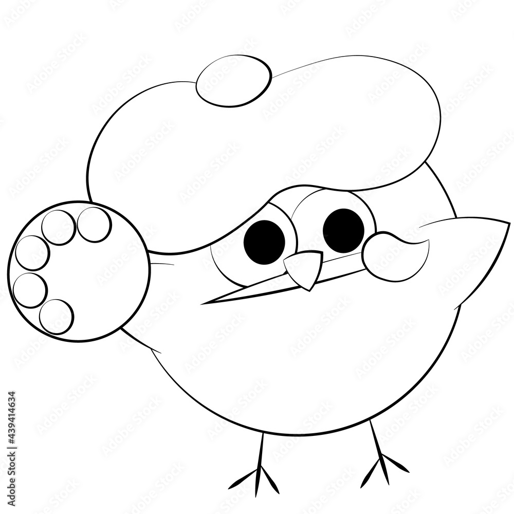 Naklejka premium Cute cartoon Owl artist with brush. Draw illustration in black and white