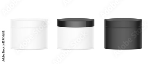 Blank cosmetic package container for creme. Vector illustration isolated on white background. Can be use for your design, advertising, promo and etc. EPS10.	