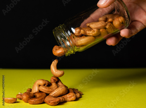 Cashew, Merey caguil, Nuts, healthy food, diet, vegetable protein, product. milk, healthy food. Latin American nuts, latin,  photo