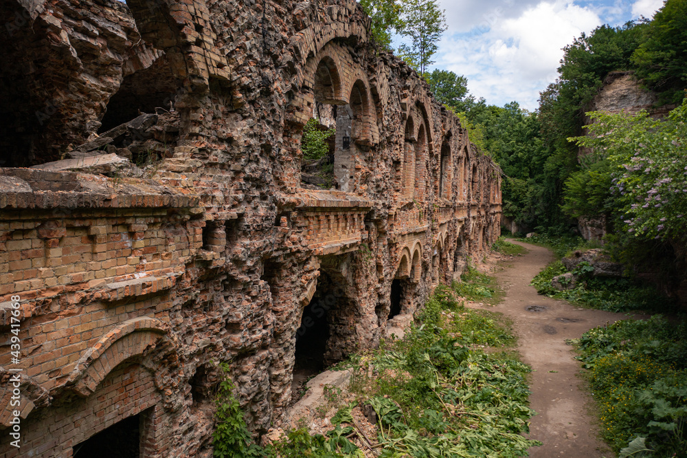 Fototapeta premium Abandoned Military Tarakaniv Fort (Dubno Fort, New Dubno Fortress) - a defensive structure of 19th century in Tarakaniv, Ukraine.