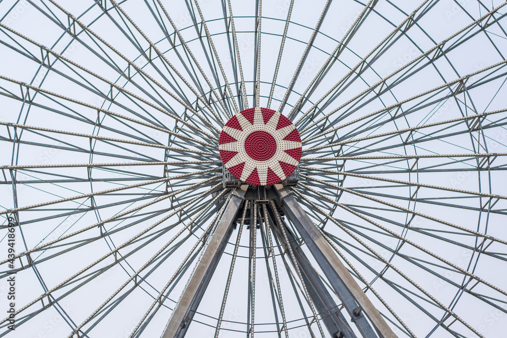 Amusement park Ferris wheel with space for text