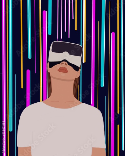 Illustration of woman in VR goggles