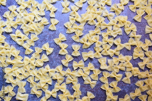 Raw whole dried Bow tie pasta