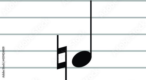 Black music symbol of Natural note on ledger lines