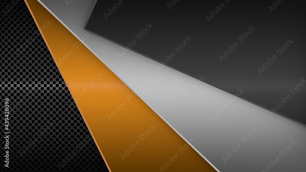Abstract Plates On Dark Perforated Wall. Abstract Technology Background. 3D Rendering. Abstract Plates On Dark Perforated Wall. Abstract Technology Background. 3D Rendering.
