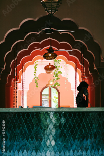 Receptionist on Phone in Upscale Hotel photo