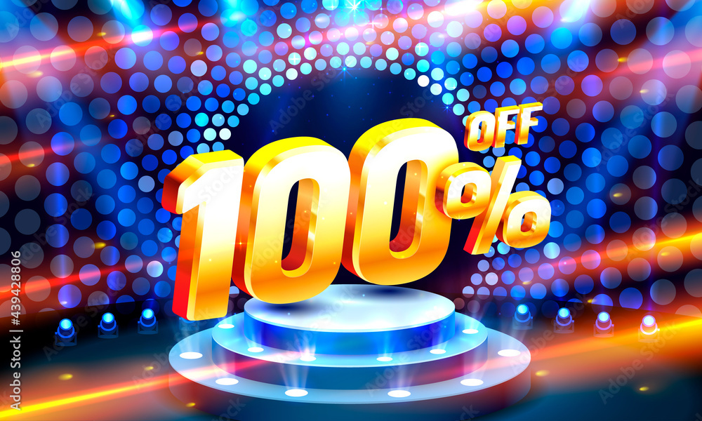 Up To 100 off sale banner, promotion flyer, retro label. Vector Up To 100 off sale banner, promotion flyer, retro label. Vector