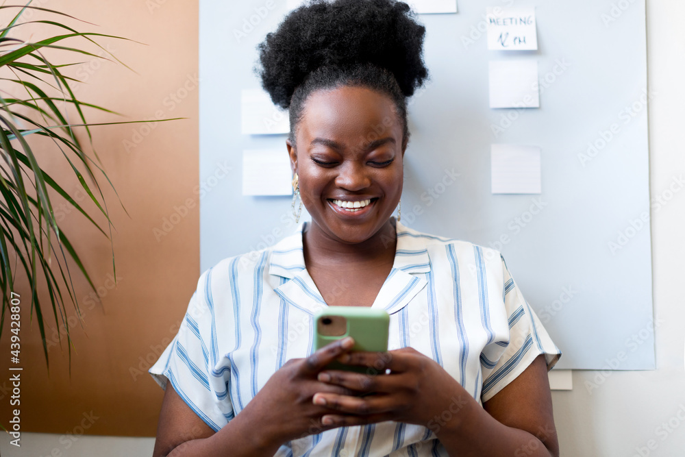 Woman Using Phone in Office Woman Using Phone in Office
