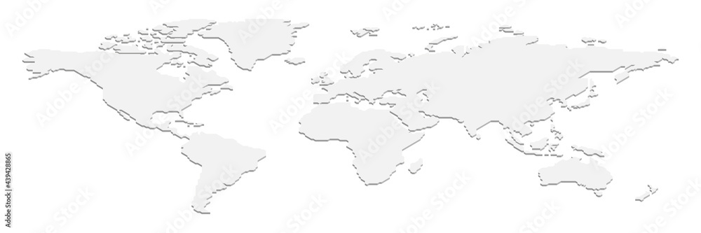 Isometric map of World. Gray land silhouette on white background. 3D vector illustration Isometric map of World. Gray land silhouette on white background. 3D vector illustration