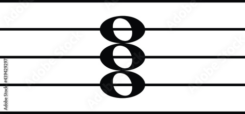 Black music symbol of triad chord on staff lines