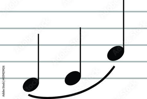 Black music symbol of legato on ledger lines photo