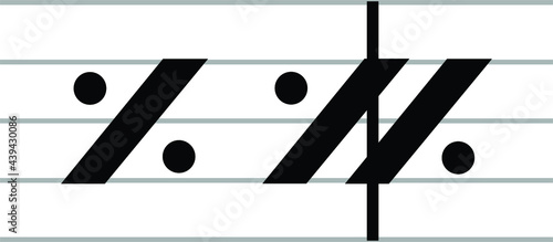 Black music symbol of  Simile marks on ledger lines