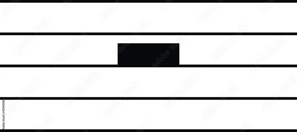 Black music symbol of Half note rest on staff lines Black music symbol of Half note rest on staff lines