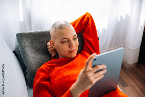 Woman using tablet photo