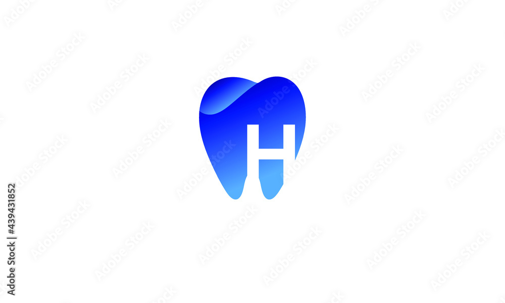 Letter H Dental Blue Modern Unique Logo Letter H Dental Blue Modern Unique Logo