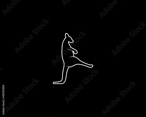 Kangaroo Silhouette. Isolated Vector Animal Template for Logo Company, Icon, Symbol etc