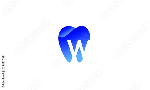 Letter W Dental Blue Modern Unique Logo