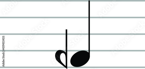 Black music symbol of demiflat on ledger lines