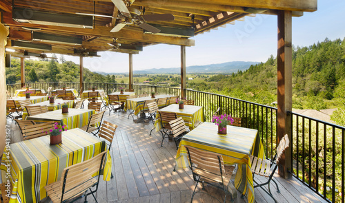 Restaurant terrace overlooking Napa Valley photo