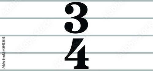 Black music symbol of time signature on ledger lines