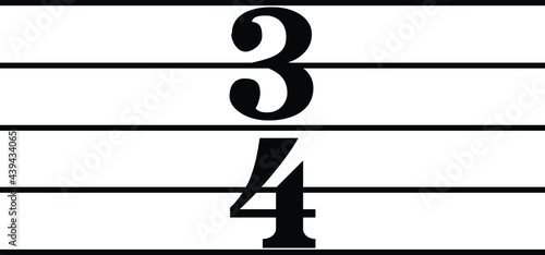 Black music symbol of time signature on staff lines