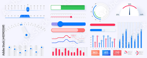 Graph charts. Colorful diagrams, statistics dashboard chart and infographic elements. Diagram template and graph diagram, illustration of visualization of graphic information. Vector illustration