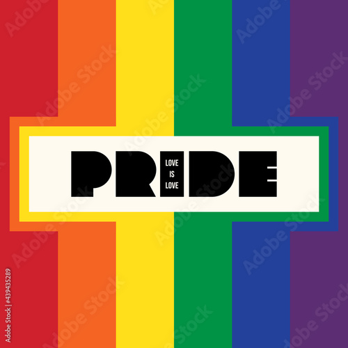 LGBTQ community pride month poster design template background with rainbow flag
