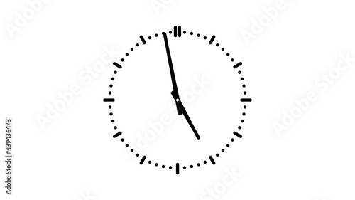 Funny spinning clock with reverse minute hand in 12 hour perfect seamless loop (4K 38400x2160, 12s/30fps).
