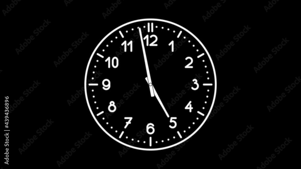 Funny spinning clock with reverse minute hand in 12 hour perfect seamless loop (4K 38400x2160, 12s/30fps). Funny spinning clock with reverse minute hand in 12 hour perfect seamless loop (4K 38400x2160, 12s/30fps).