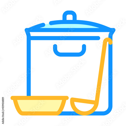 soup pan canteen kitchen utensil color icon vector. soup pan canteen kitchen utensil sign. isolated symbol illustration