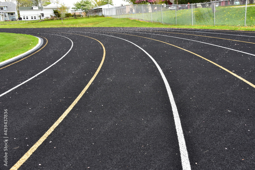 Obraz premium Athletic or running track with striped for lanes.