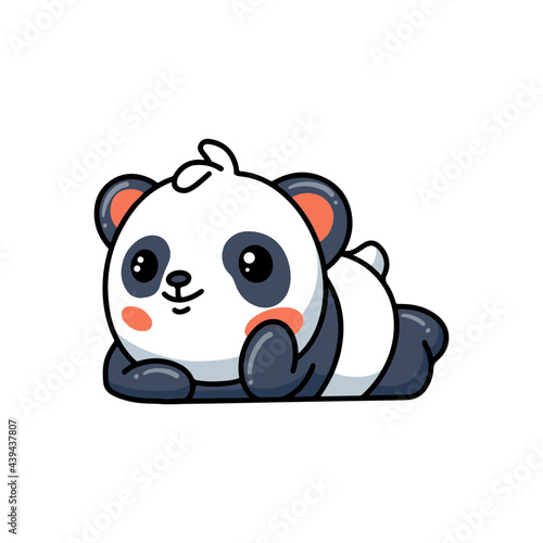 Cute panda lying down cartoon