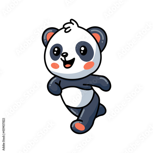 Cute little panda cartoon running